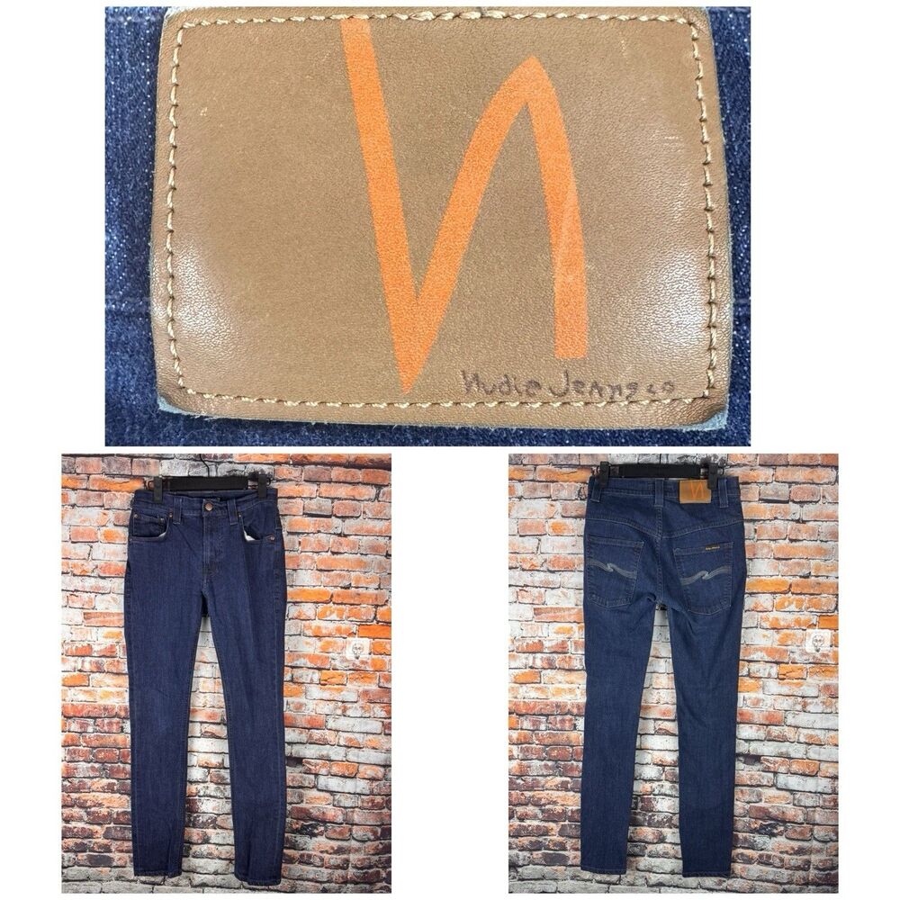 Nudie Jeans Men's Tape Ted 28"x32" Organic Denim Blue Jeans Slim Fit Italy